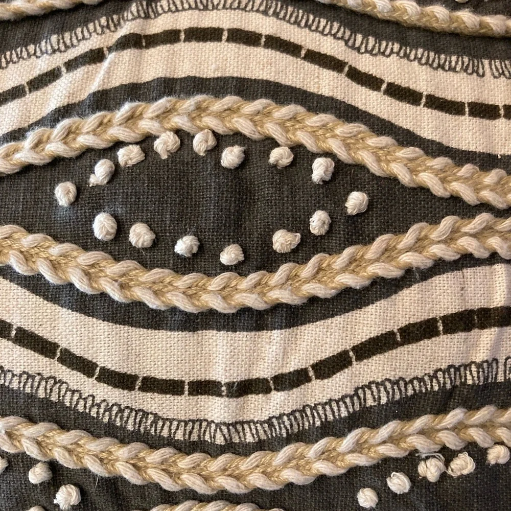 Wavy Patterned Grey and Cream Accent Pillow